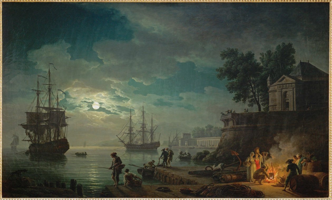 La nuit, un port de mer au clair de lune ... - Claude Joseph Vernet
