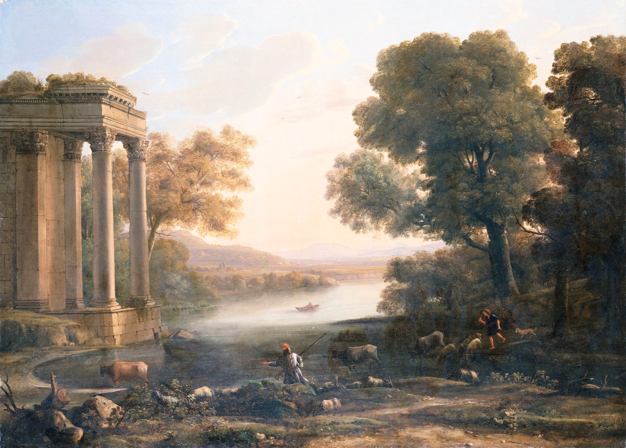 Paysage pastoral avec temple en ruine, vers 1638 - Claude Lorrain