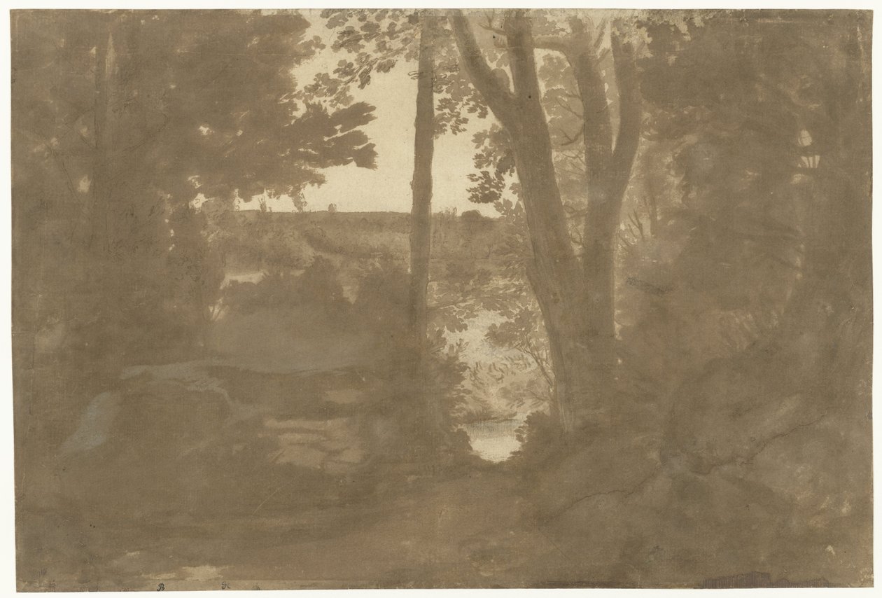 Paysage avec vue à travers les arbres - Claude Lorrain