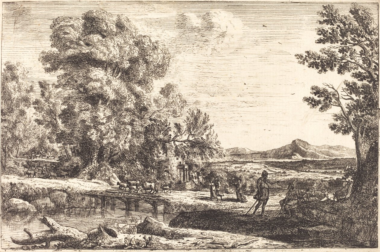 Rebecca et Éliézer (Le pont de bois) - Claude Lorrain