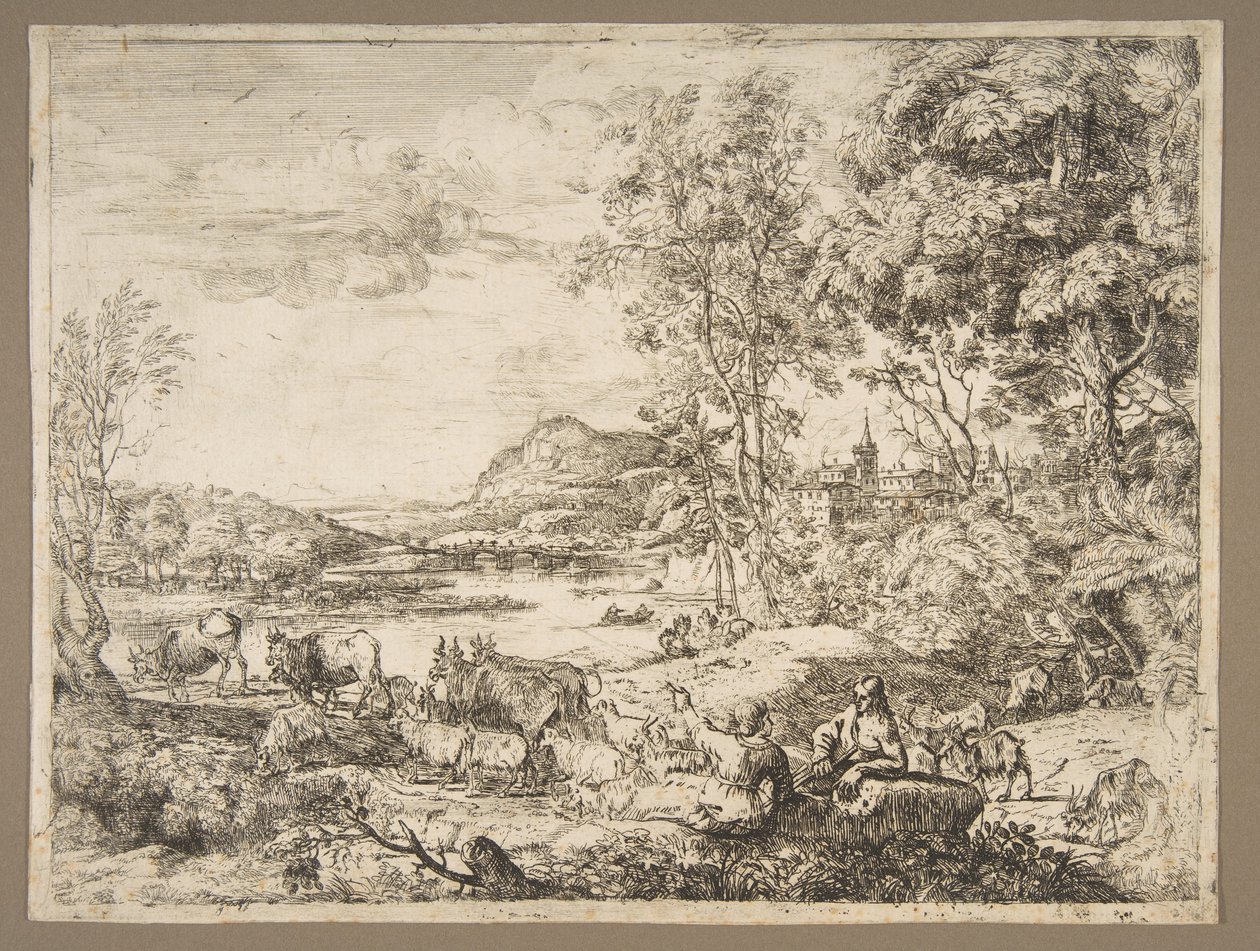 Berger et bergère conversant dans un paysage - Claude Lorrain