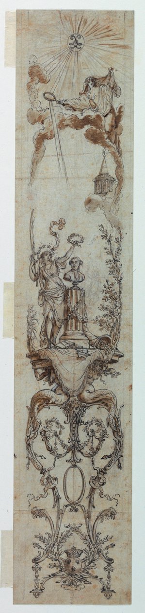 Dessin, projets de panneaux peints avec Fortune et Jacques Necker, 1788-90 - Claude Louis Desrais