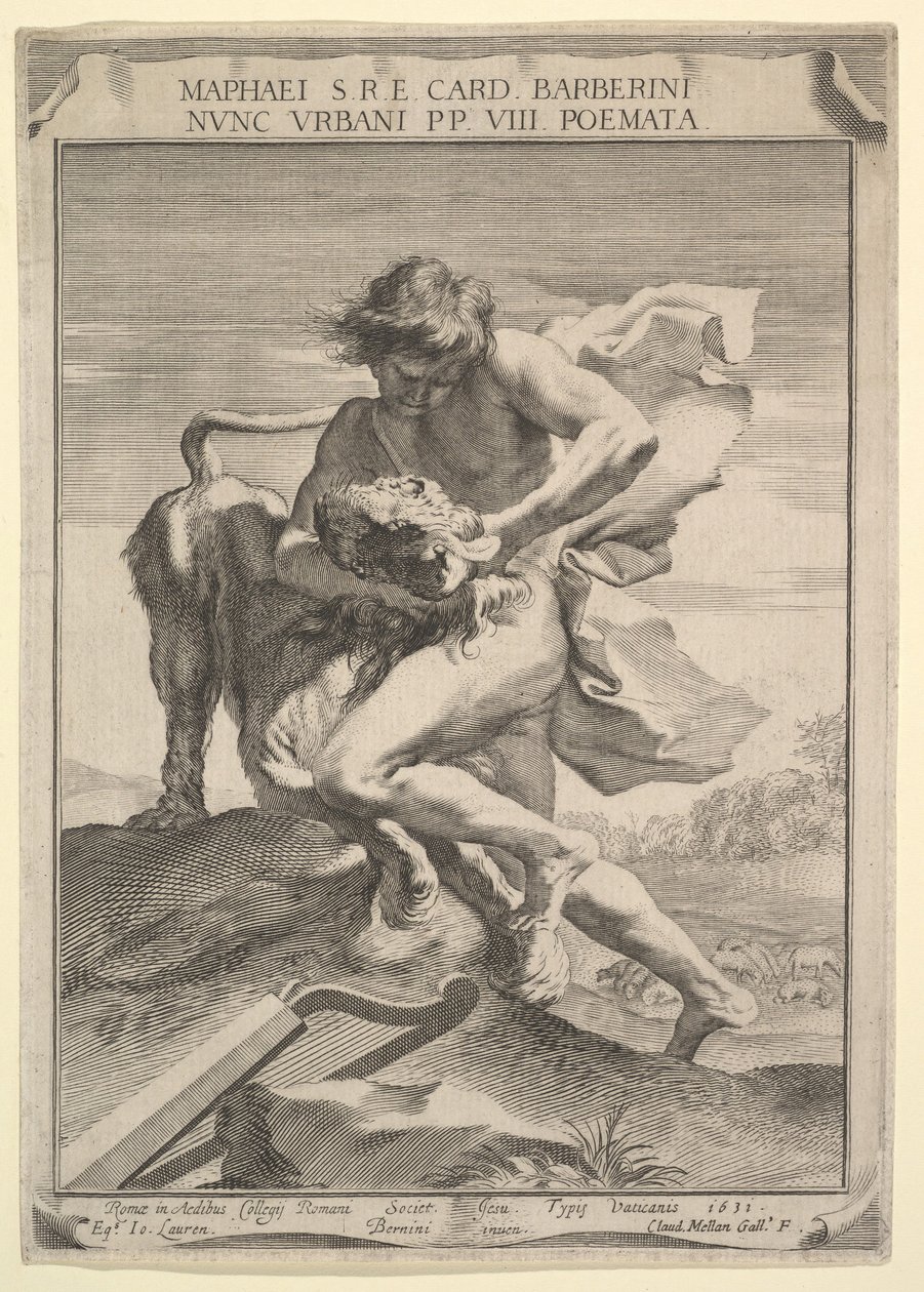 David étranglant le lion - Claude Mellan