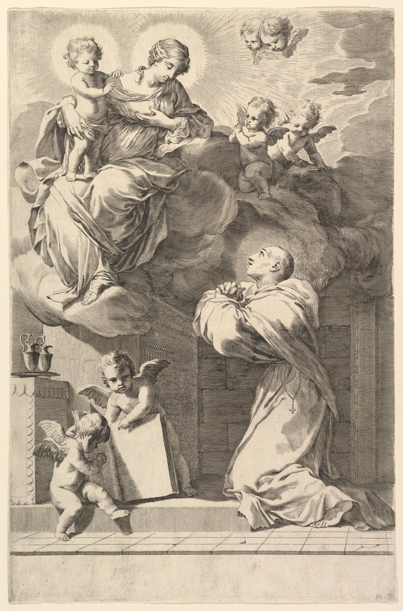 Saint Bernard agenouillé devant la Vierge et l