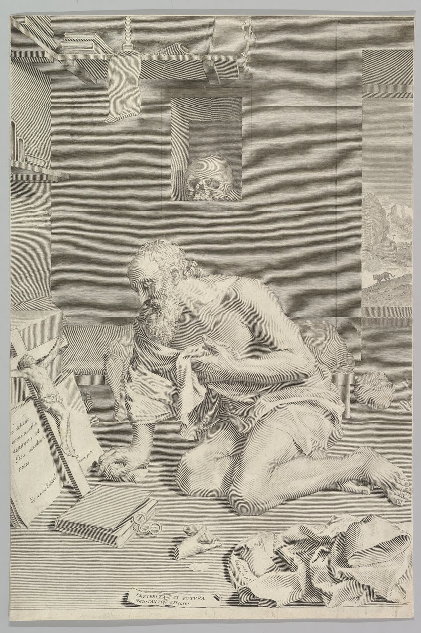 Saint Jérôme priant dans sa cellule, Saint Jérôme pénitent, 1665 - Claude Mellan