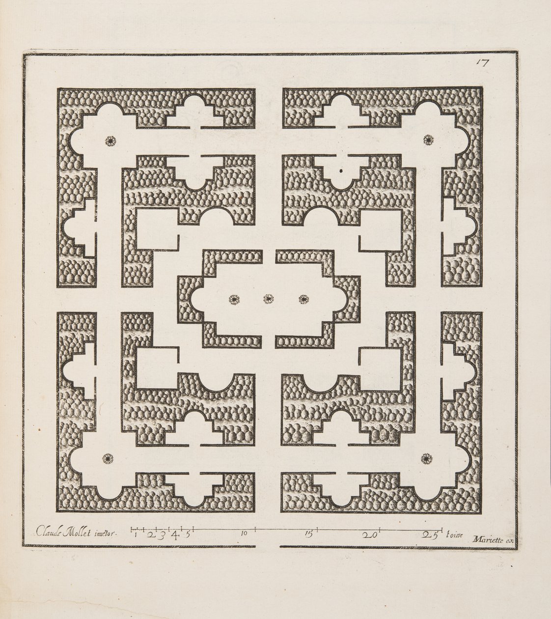 Design pour Parterre, du Théâtre des Plans et Jardinages, pub.1652 (gravure) - Claude Mollet