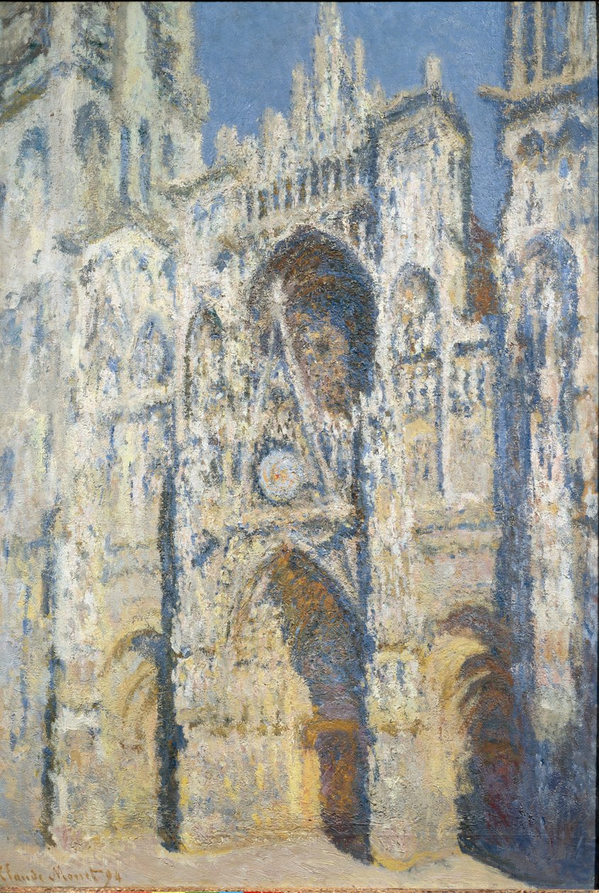 Cathédrale de Rouen, le portail et la tour Saint-Romain, effet de plein soleil, harmonie bleue et or - Claude Monet