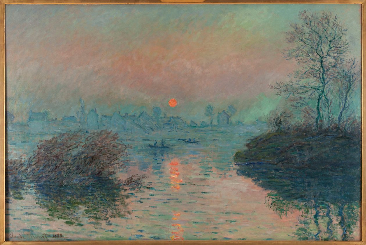 Soleil couchant sur la Seine à Lavacourt, effet d