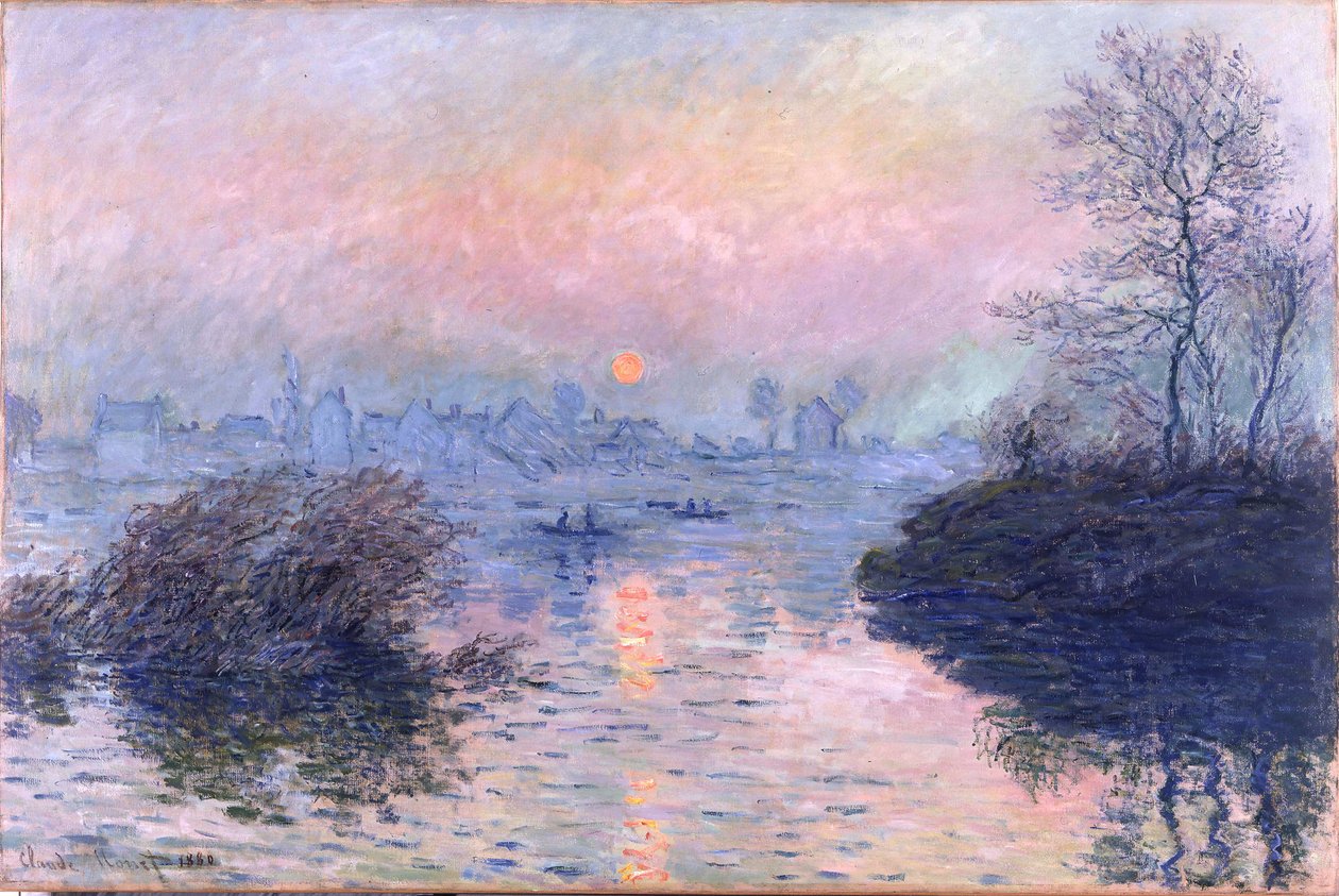 Coucher de soleil sur la Seine à Lavacourt, effet d