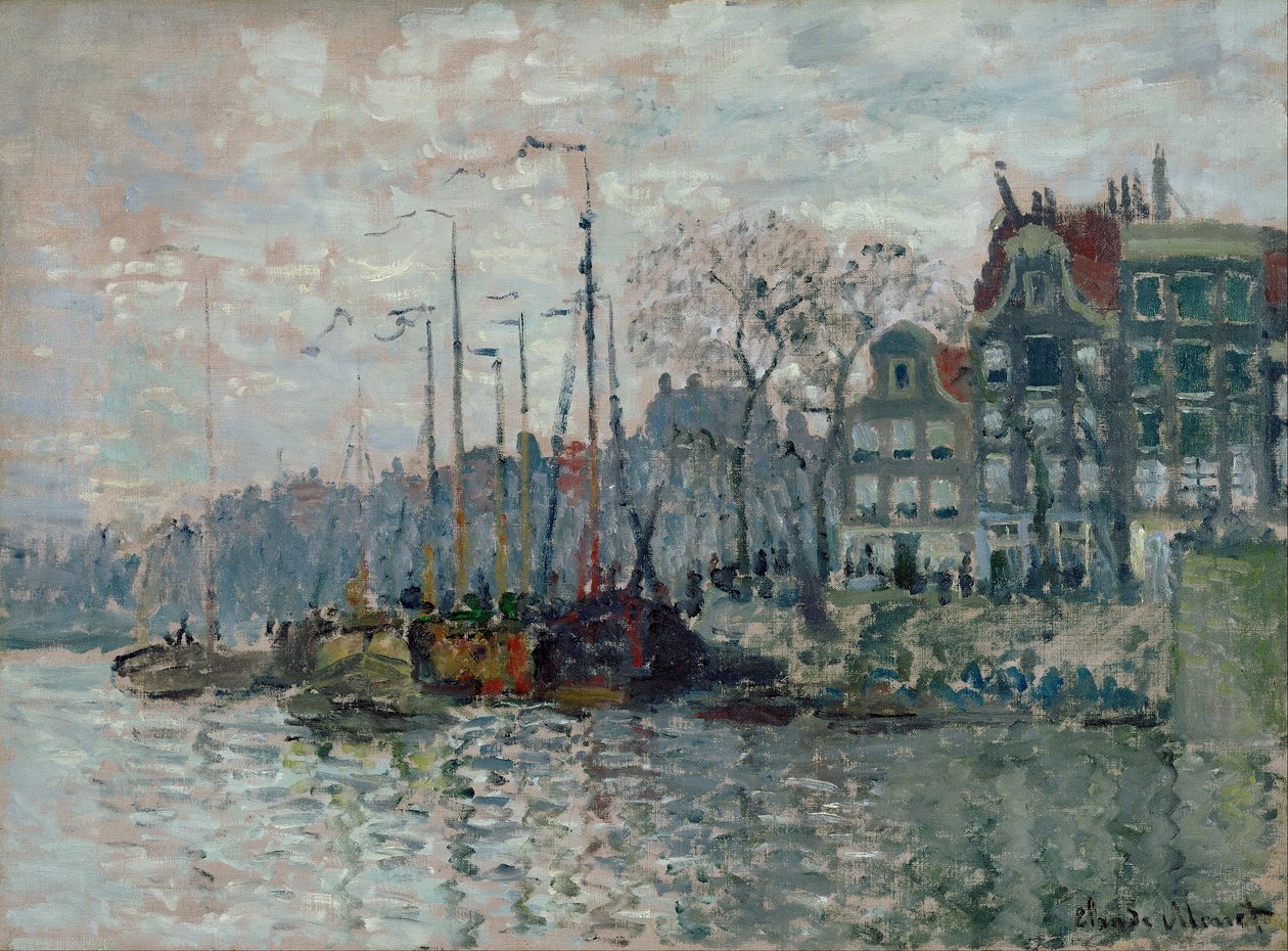 Vue sur la Prins Hendrikkade et la Kromme Waal à Amsterdam - Claude Monet