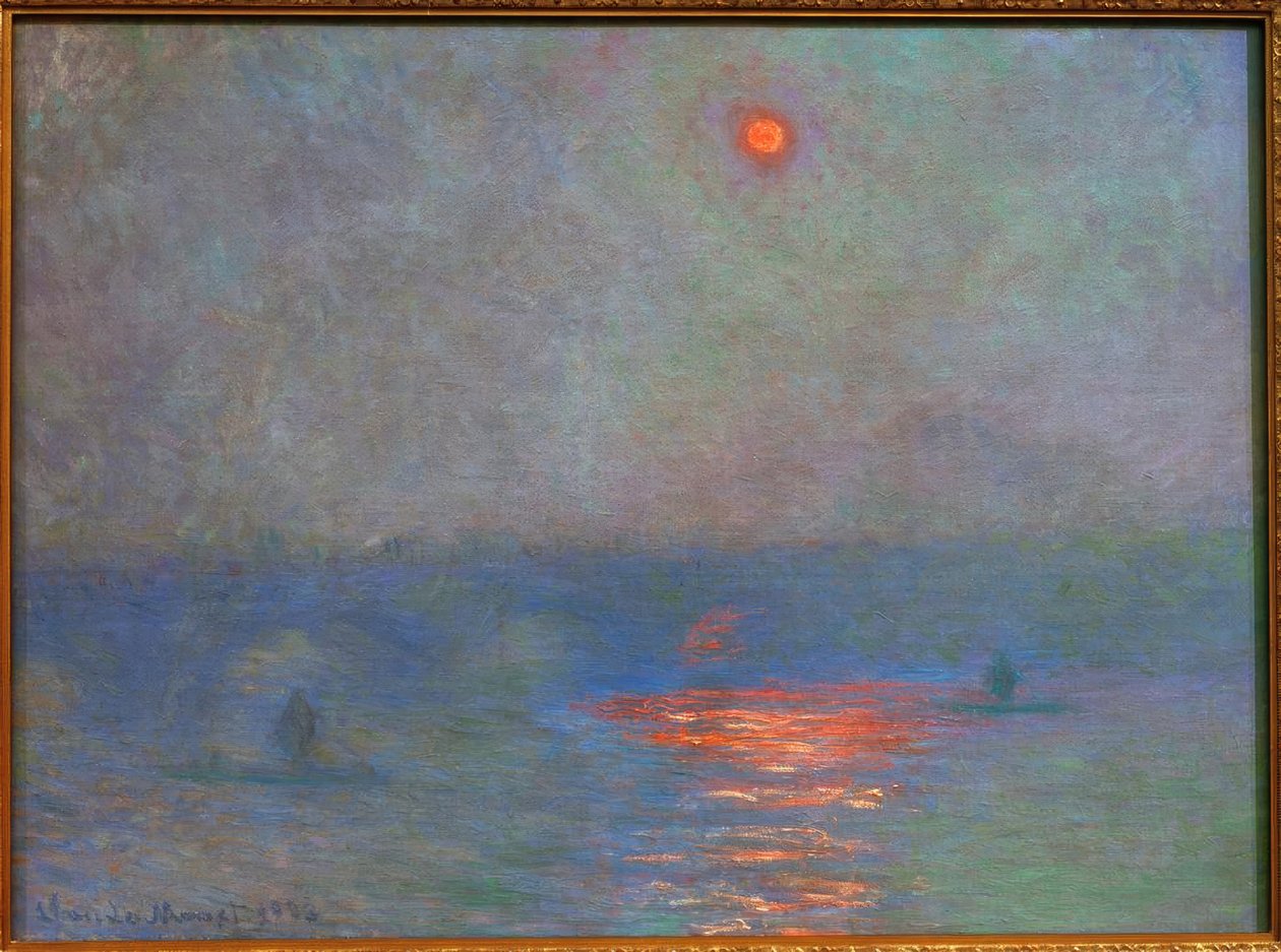 Pont de Waterloo, Soleil dans le Brouillard - Claude Monet
