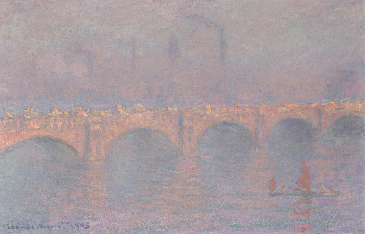 Pont de Waterloo, soleil voilé - Claude Monet