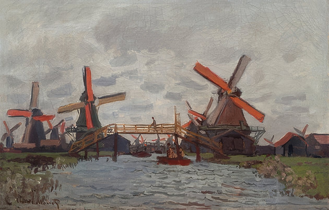 Moulins à vent à Westzijderveld près de Zaandam - Claude Monet