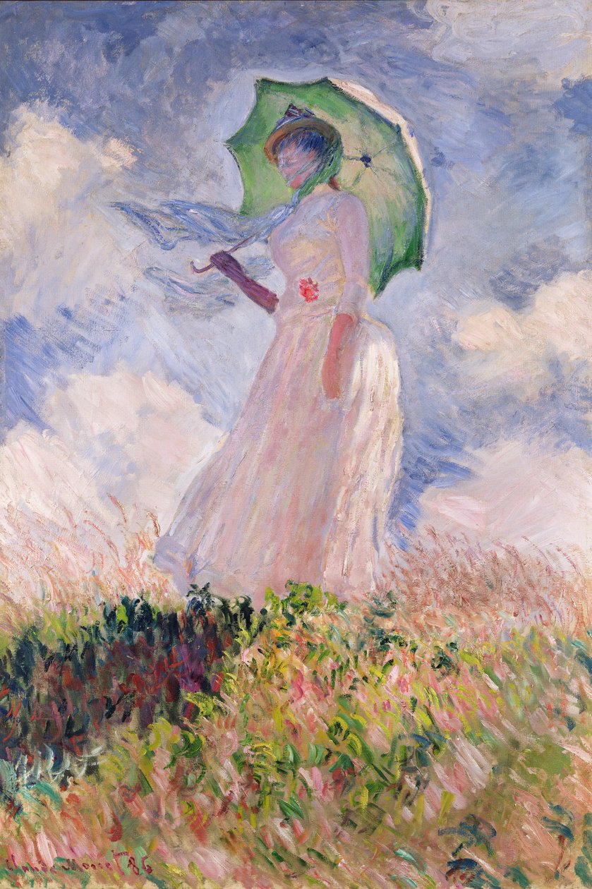 Femme avec un parasol tournée vers la gauche - Claude Monet