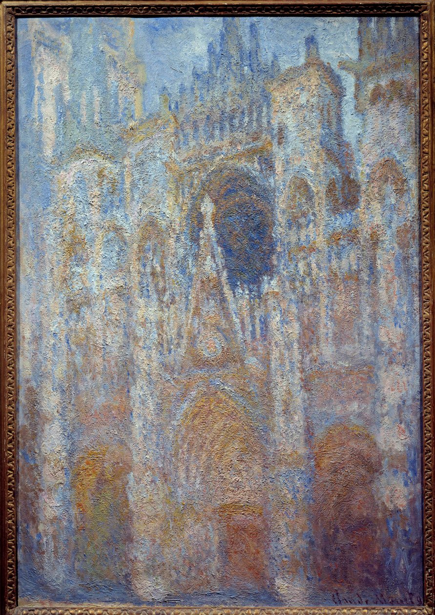 La cathédrale de Rouen, le portail au soleil matinal, harmonie en bleu - Claude Monet