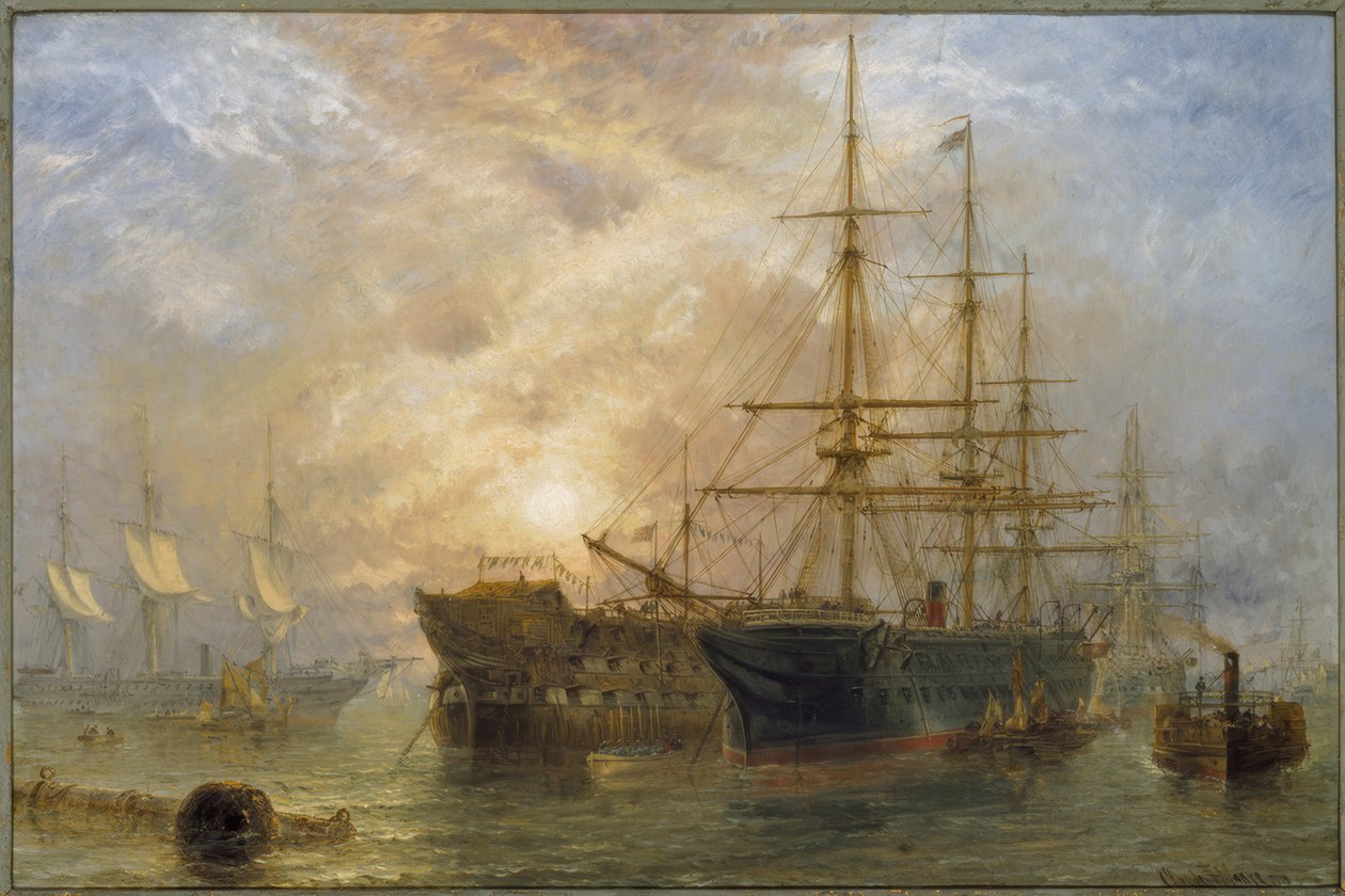 Les navires de Sa Majesté recevant des provisions à Portsmouth - Claude T. Stanfield Moore