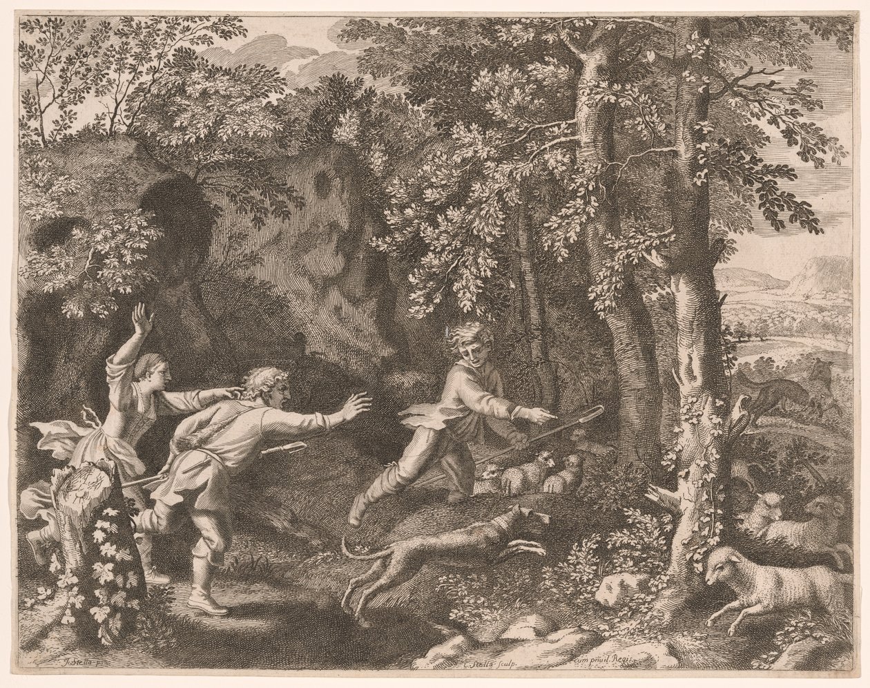 La chasse au loup, planche 5 des Pastorales - Claudine Bouzonnet Stella