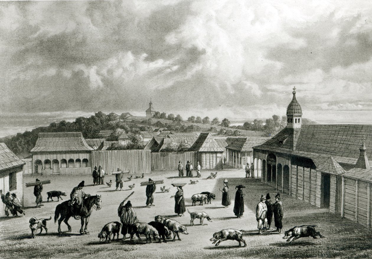 Plaza de San-Carlos de Chiloe, 1835 - Claudio Gay