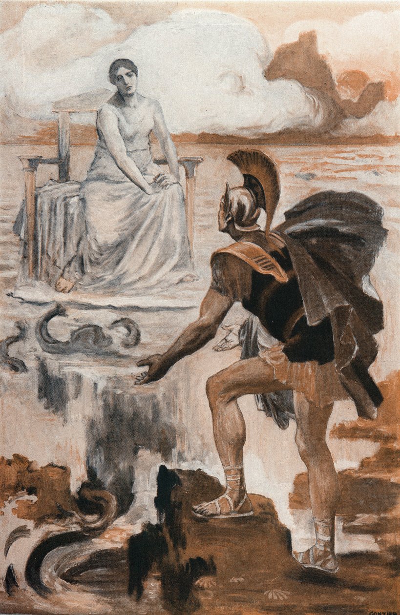Achille invoque sa mère Thétis. Illustration de Clément Gontier (1876-1918) pour 