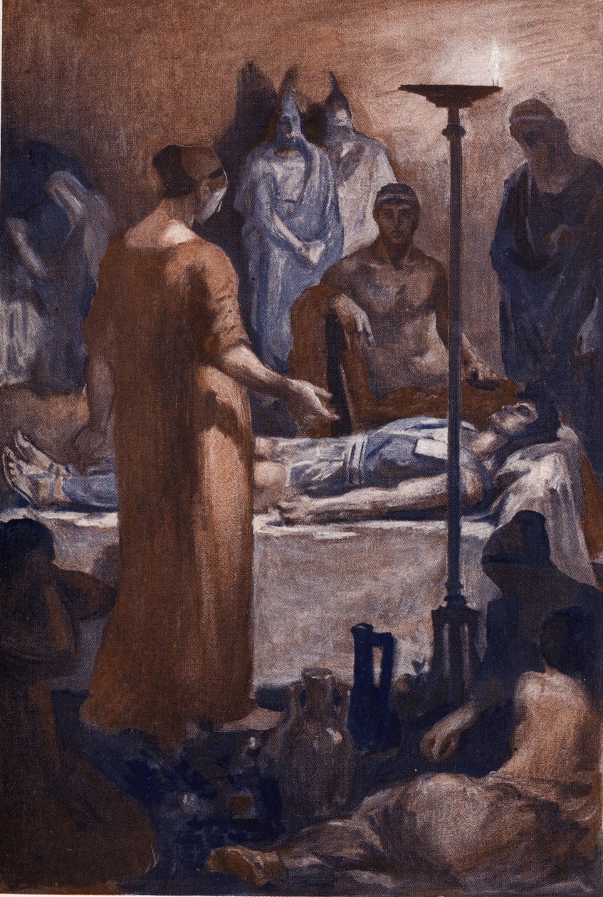 La plainte de Briséis (à la vue des blessures de Patrocle). Illustration de Clément Gontier (1876-1918) pour 