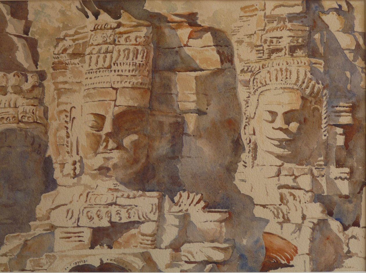 Le Bayon, Angkhor - Combien de visages, 2008 (aquarelle) - Clive Wilson