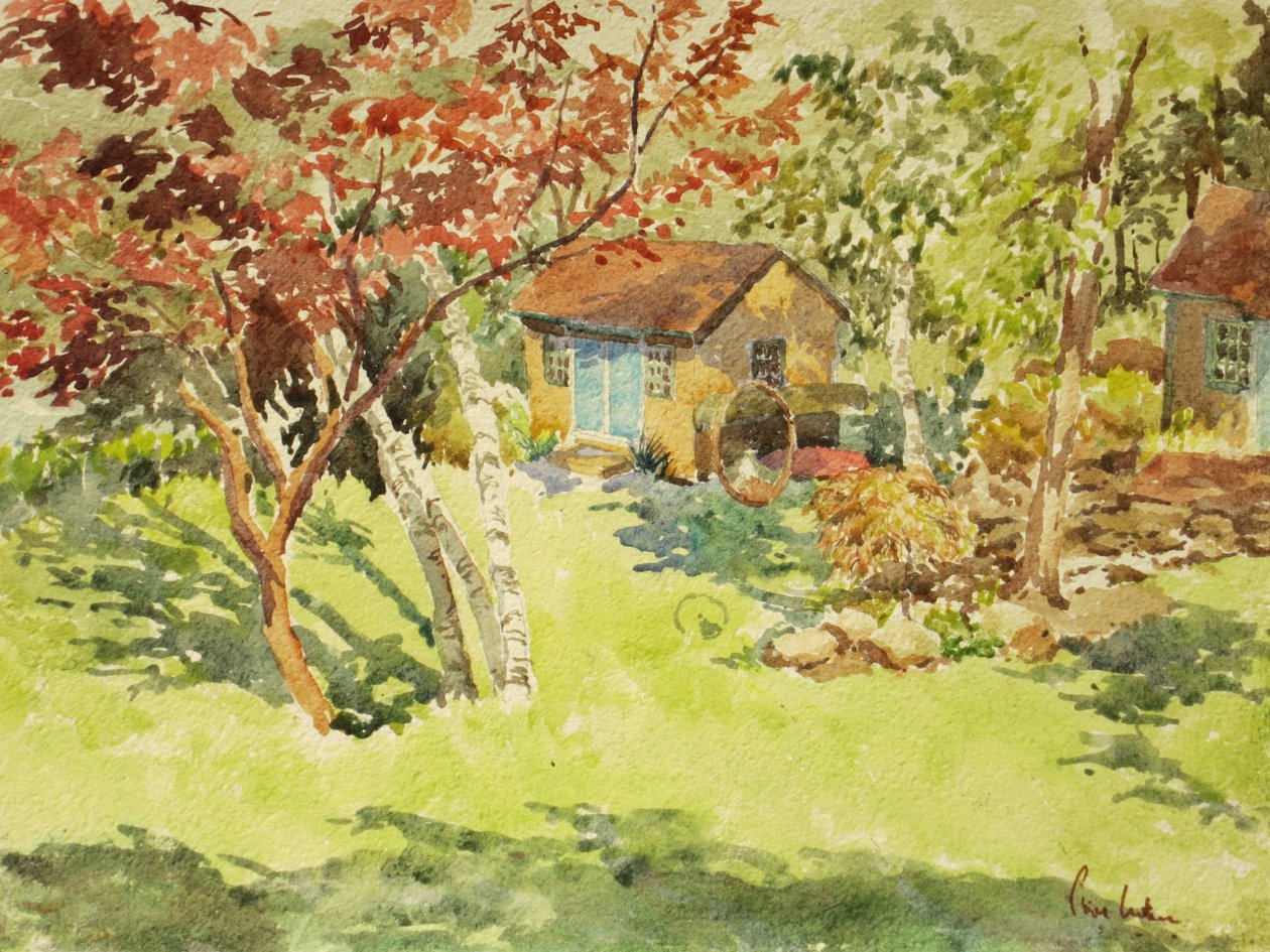 Le hangar à bateaux jaune, 2015 (aquarelle) - Clive Wilson