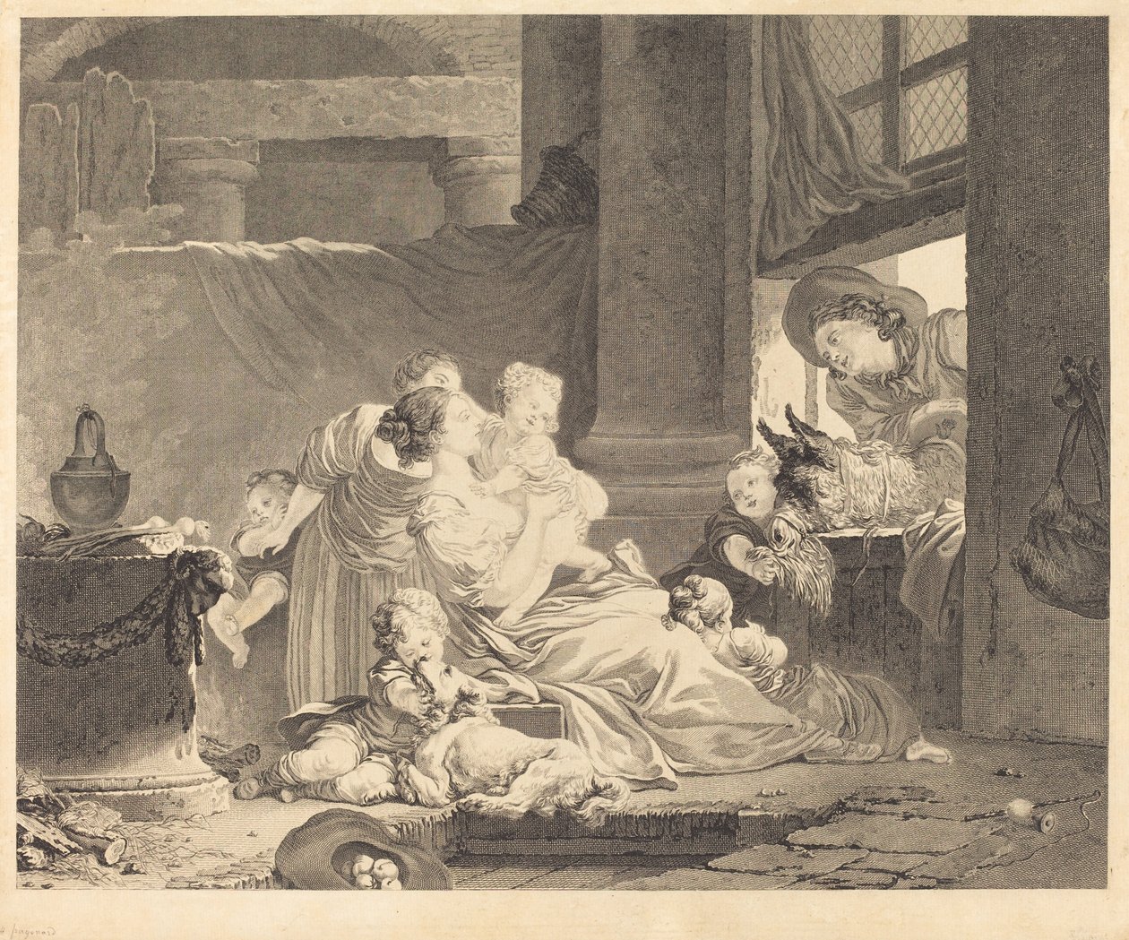 La famille du fermier - Clément Pierre Marillier and Antoine Louis Romanet after Jean Honoré Fragonard