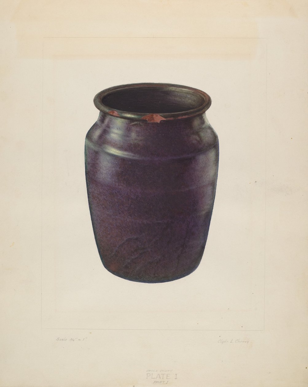 Churn en terre cuite - Clyde L. Cheney