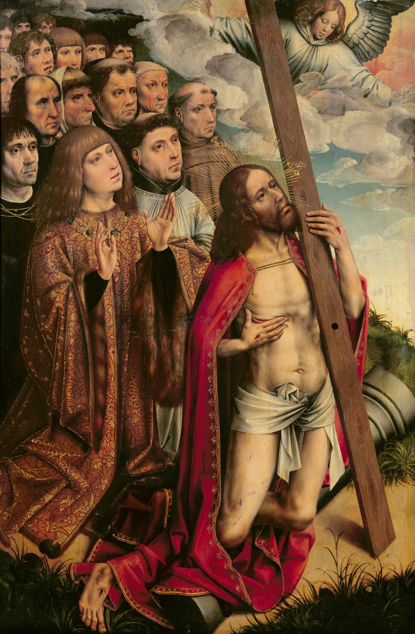 Christ le Médiateur avec Philippe le Beau (1478-1506) et son entourage, panneau de gauche d