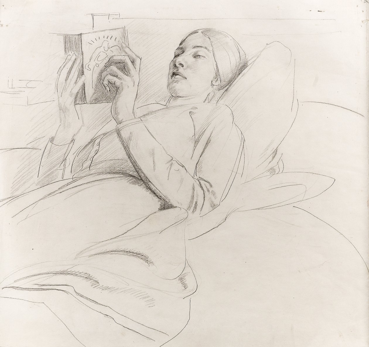 Portrait de Winifred Knights (1899-1947) lisant, c.1921 - Colin Unwin Gill