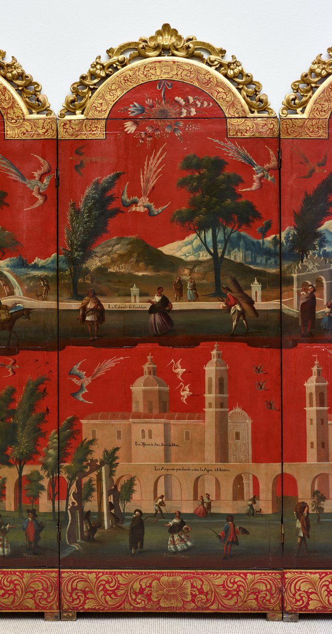 Biombo avec vues de Mexico - Colonial Spanish