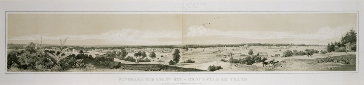 Panorama de la ville de Neu-Braunfels au Texas pris du côté sud-ouest en été 1847 - Conrad Caspar (after) Rordorf