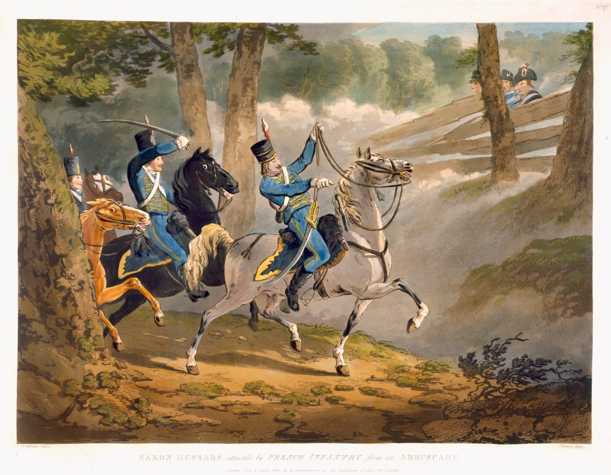 Hussards saxons attaqués par l