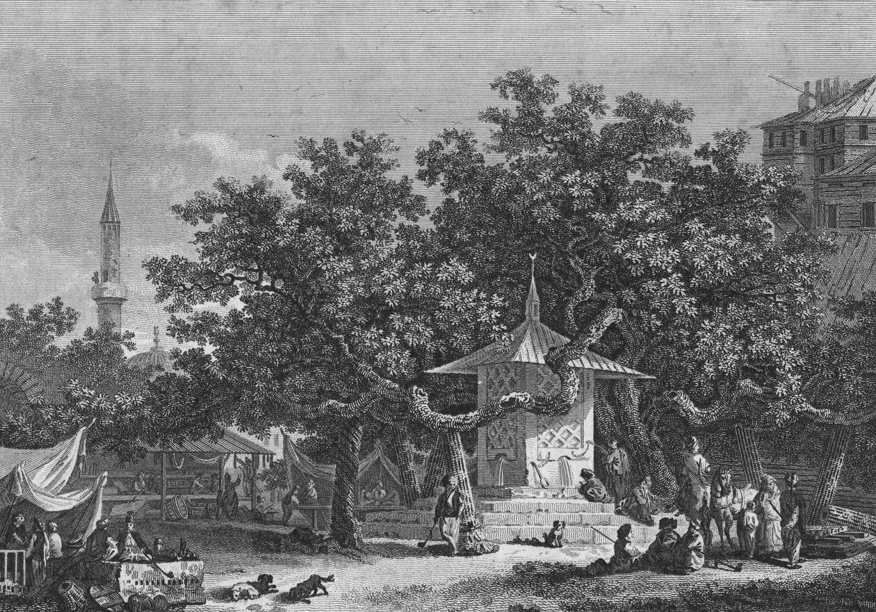 Vue près de la ville de Damas, gravée par Heath - Conrad Martin Metz