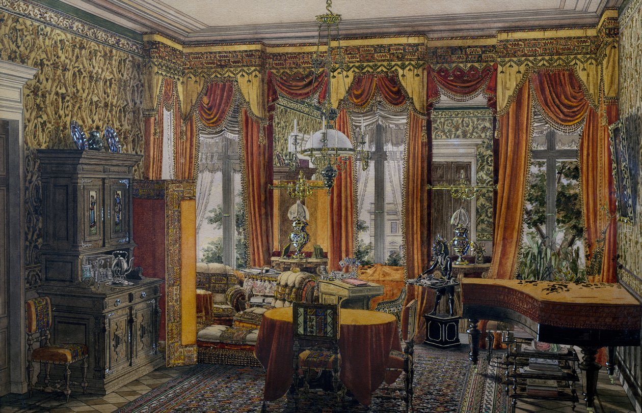 Salon de Berlin, aquarelle par Conrad von Muralt - Conrad von Muralt