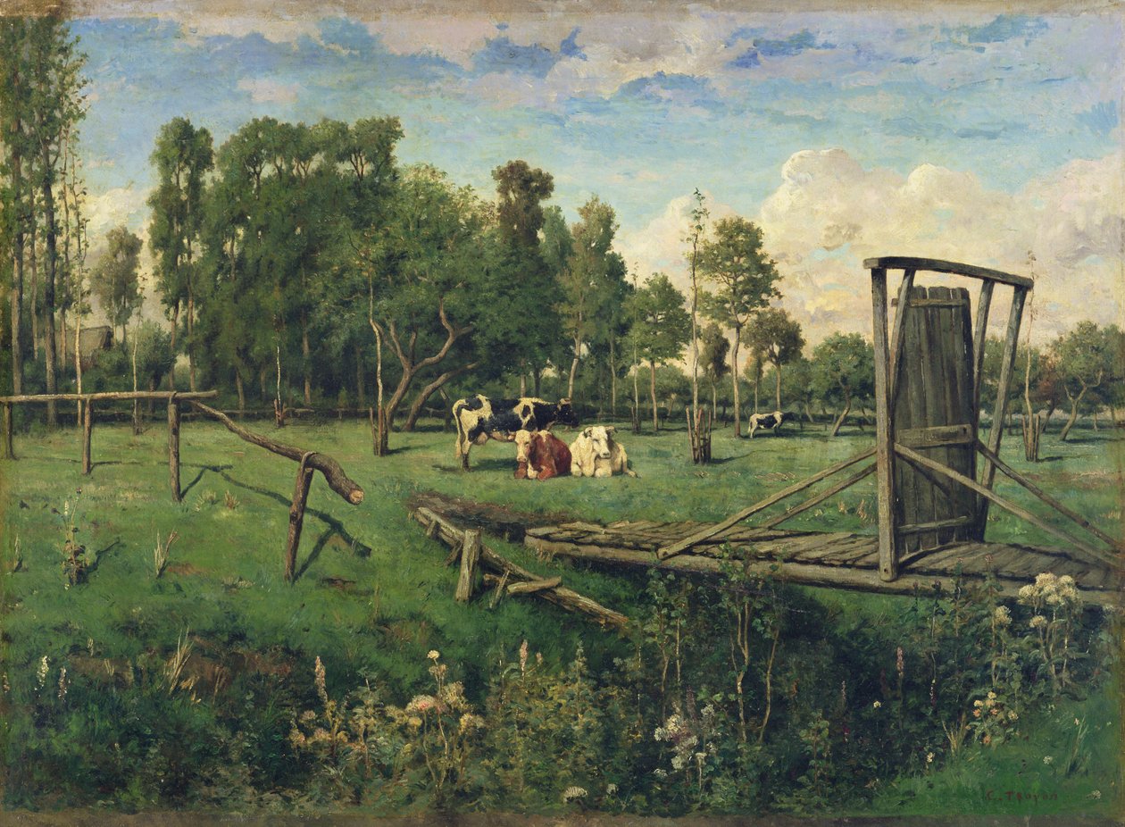 Un pâturage en Normandie - Constant Emile Troyon