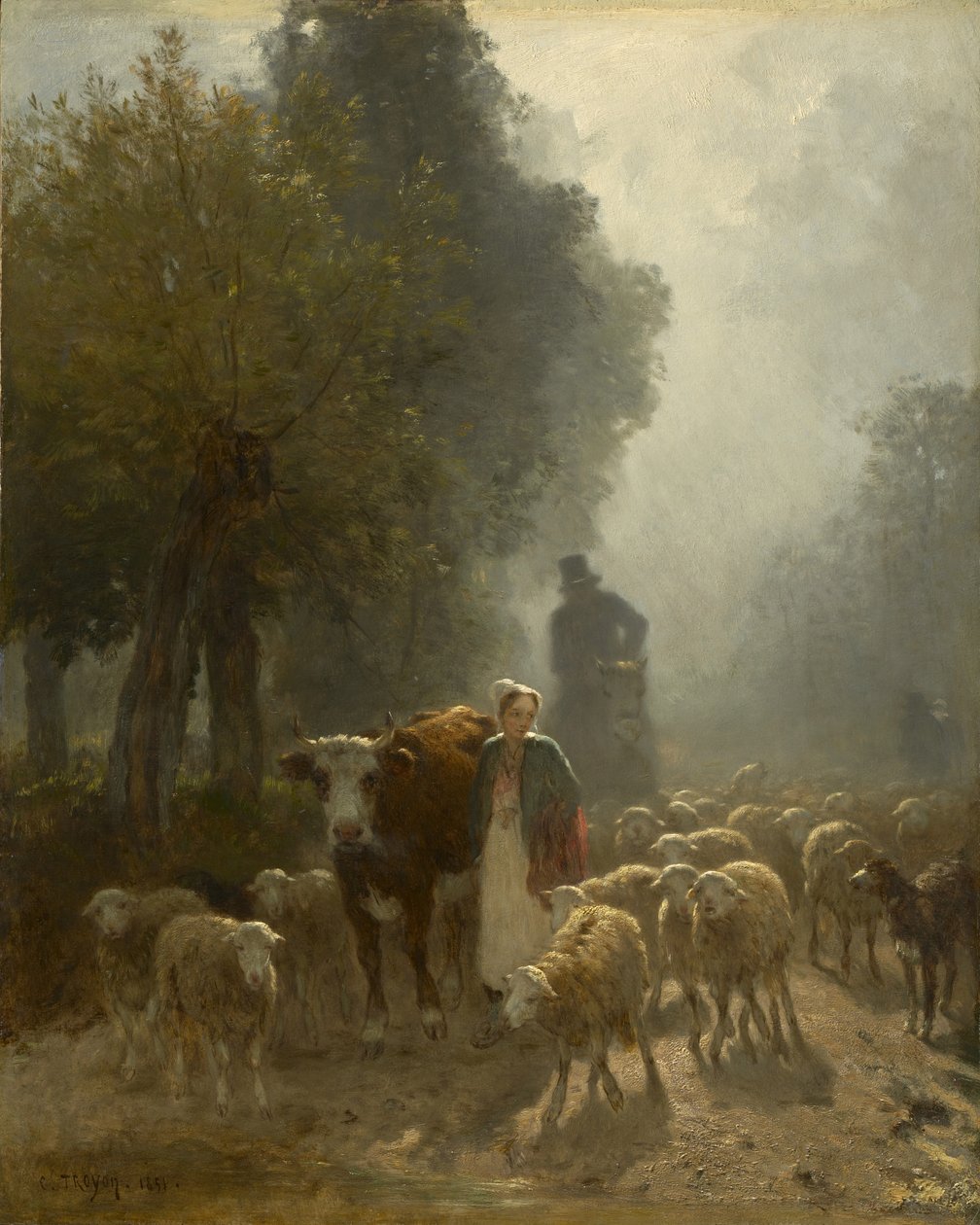 Aller au marché par un matin brumeux, 1851 - Constant Emile Troyon