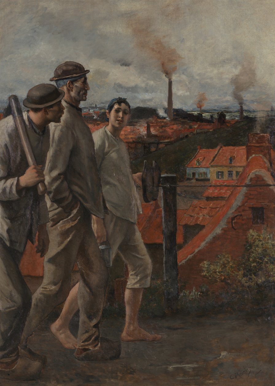 Le retour des mineurs (huile sur toile) - Constantin Emile Meunier