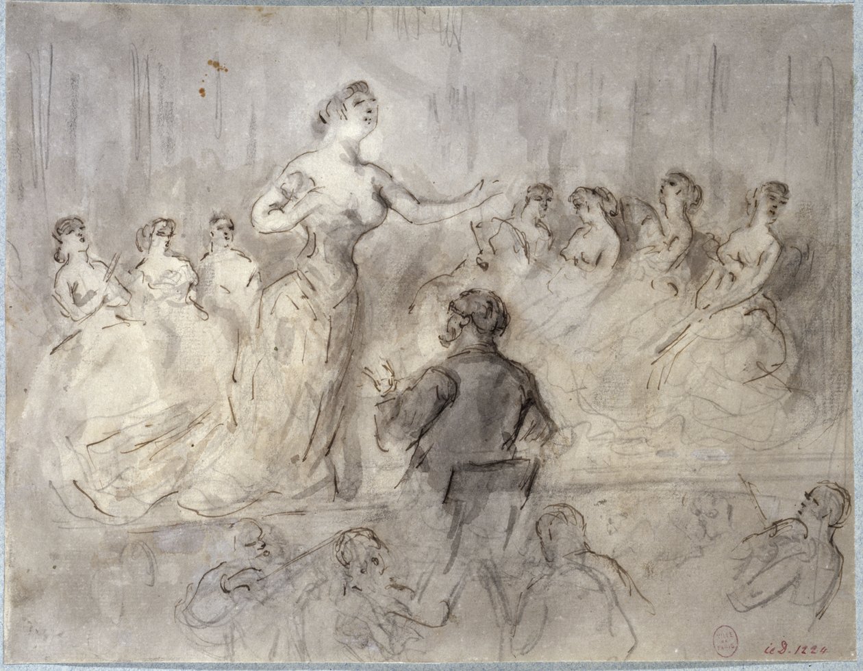 Scène de café-concert, orchestre et chanteuses, vers 1875-1880 - Constantin Guys