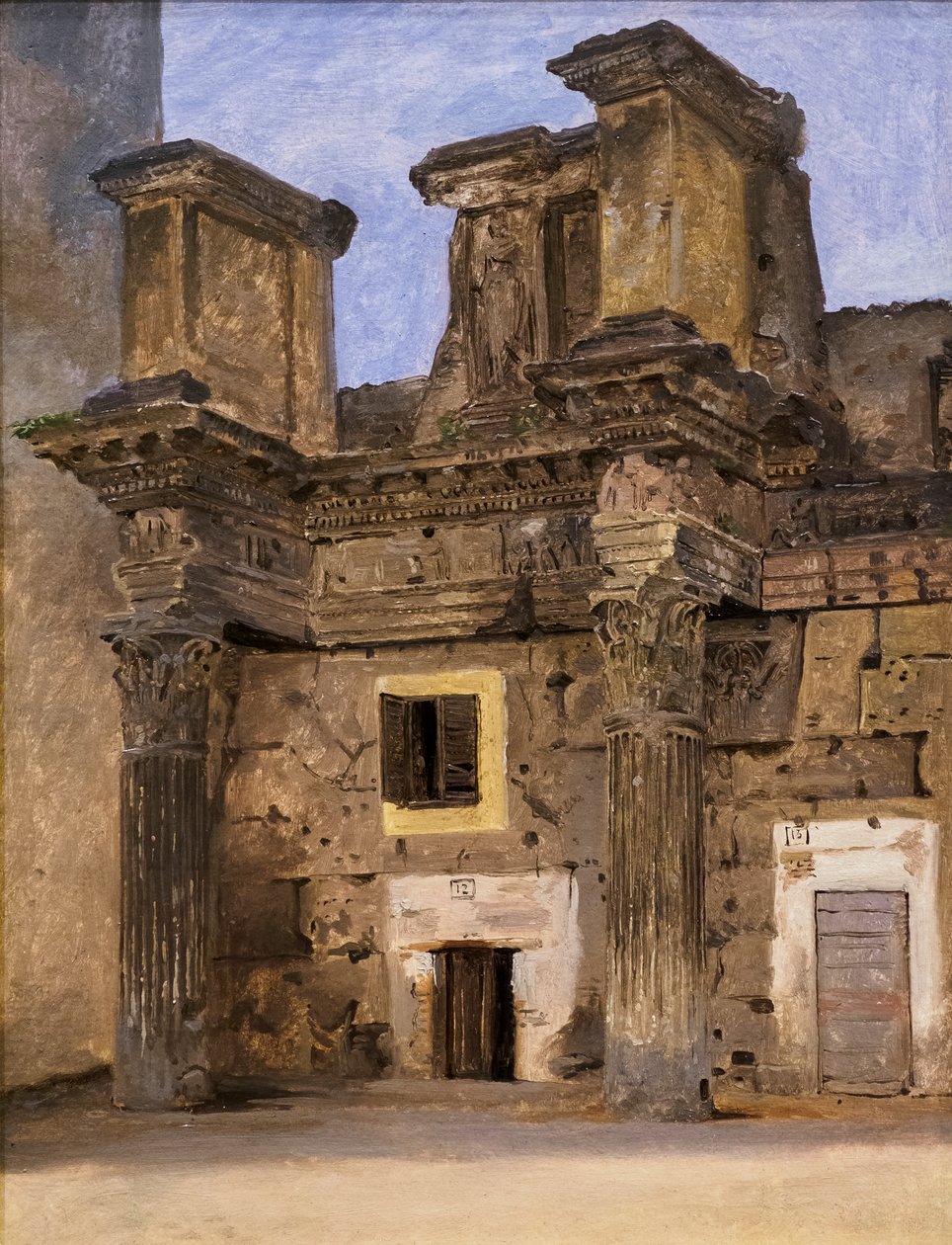 Le temple de Minerve sur le forum de Nerva à Rome, vers 1840 (huile sur papier marouflé sur toile) - Constantin Hansen