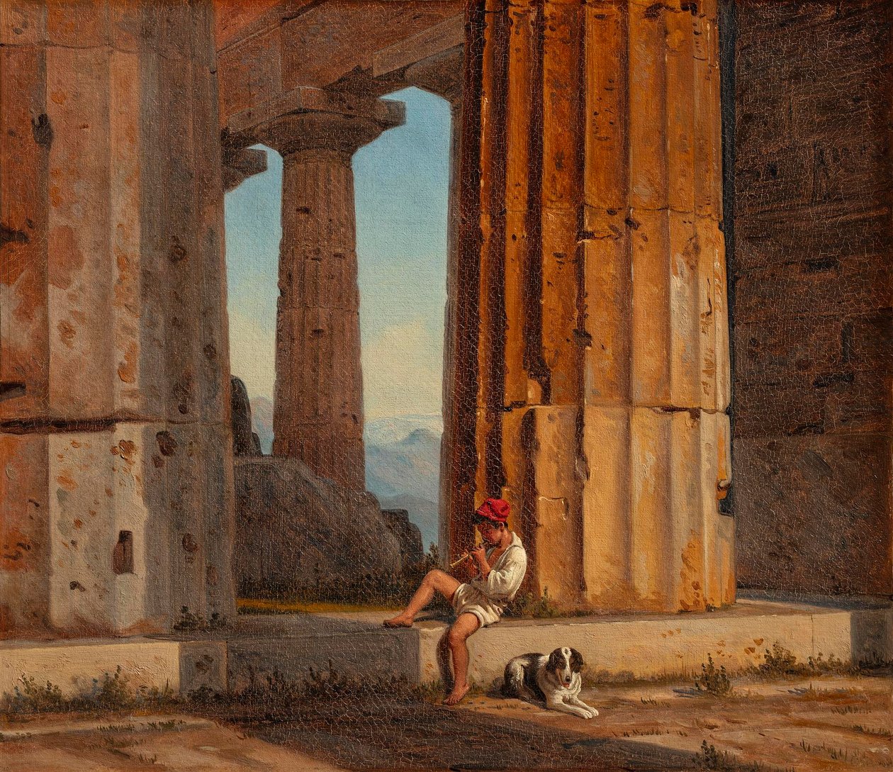 Vue du temple de Poséidon à Paestum - Constantin Hansen
