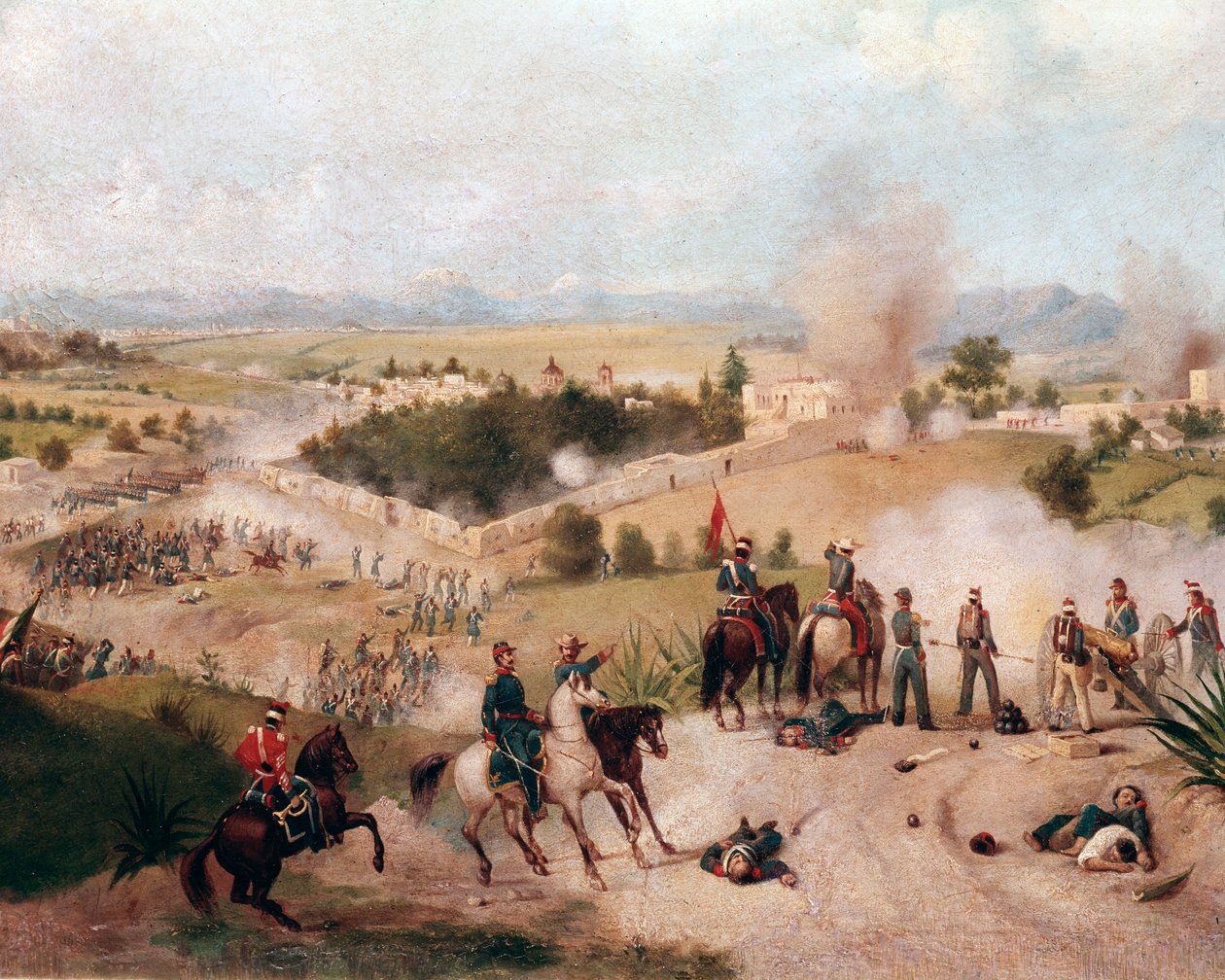 Guerre américano-mexicaine : vue de la bataille de Molino del Rey le 08/09/1847 (détail) - Constantino Escalante