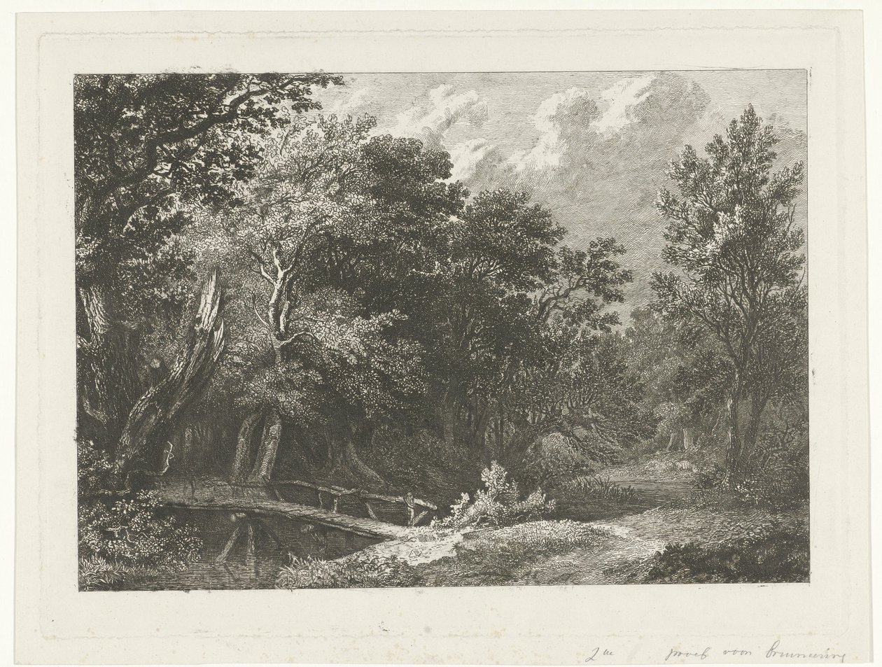 Paysage forestier avec pont en bois - Constantinus Cornelis Huysmans