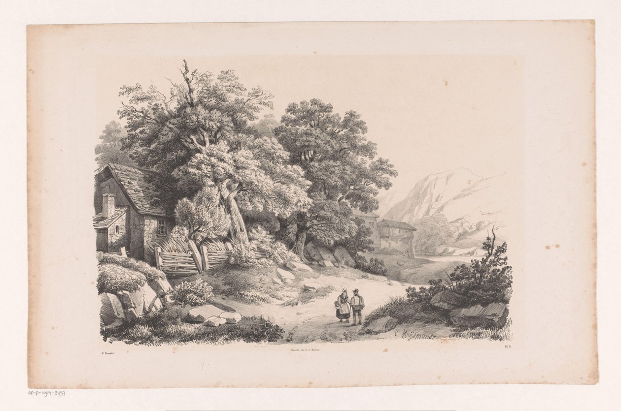 Paysage avec deux figures sur un chemin de campagne - Constantinus Cornelis Huysmans