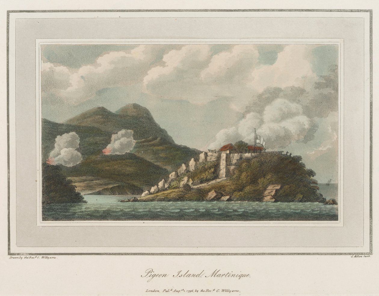 Île aux Pigeons en Martinique. Lithographie par le Révérend Cooper Willyams (1762-1816) - Cooper (after) Willyams