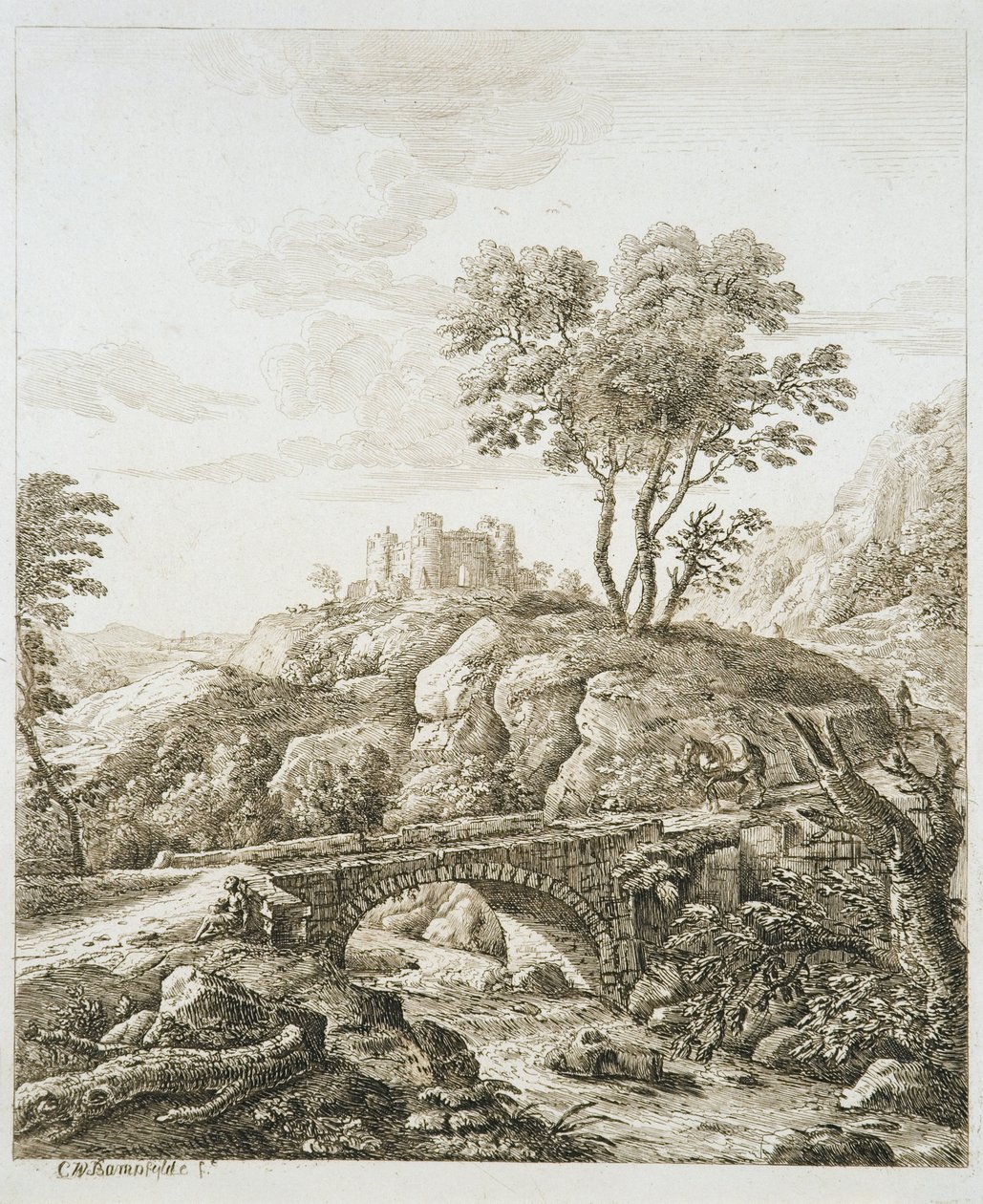 Paysage avec château - Copplestone Warre Bamfylde