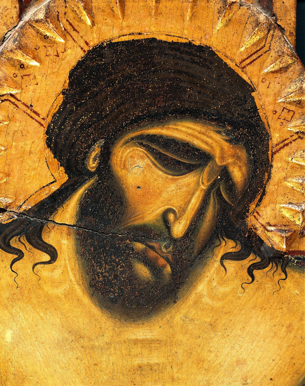 Visage de Jésus souffrant, (détail) du Crucifix par Coppo di Marcovaldo - Coppo di Marcovaldo