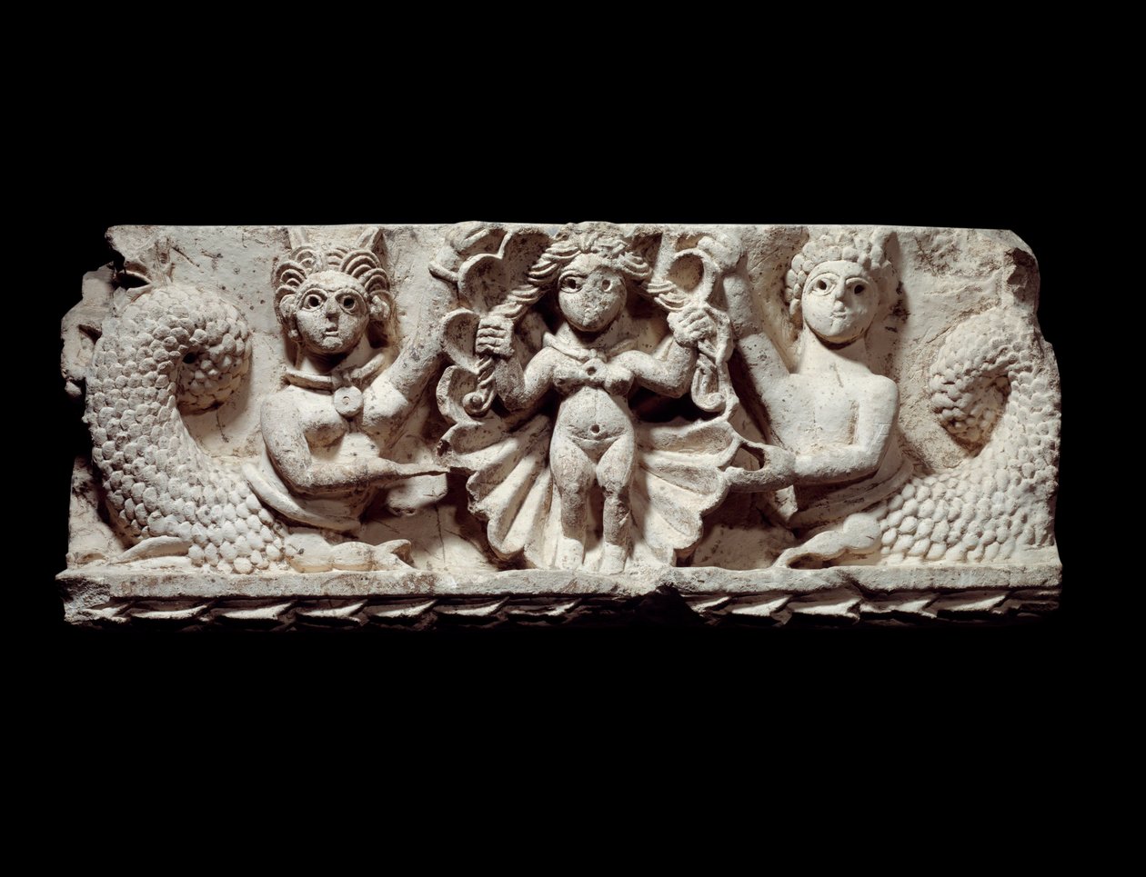 Art copte : la naissance de Vénus (Aphrodite). Relief en calcaire d