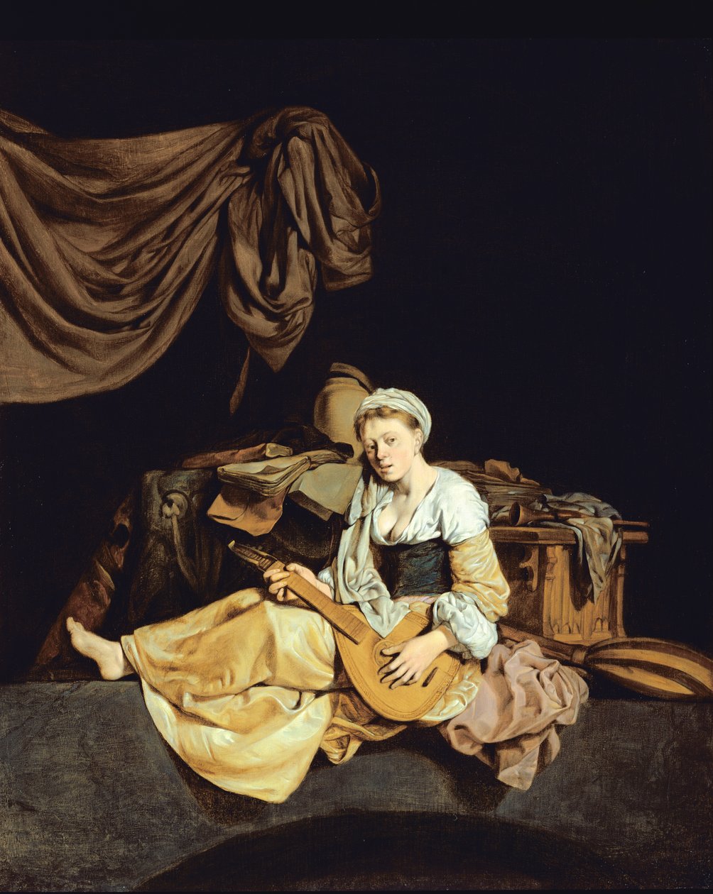Jeune femme jouant du mandoline - Cornelis Pietersz Bega