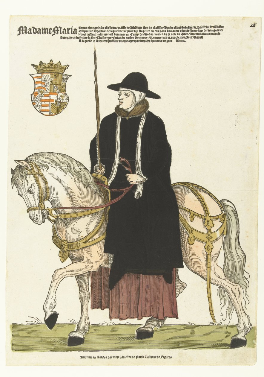 Portrait de Marie de Hongrie à cheval - Cornelis Anthonisz. (manner of)